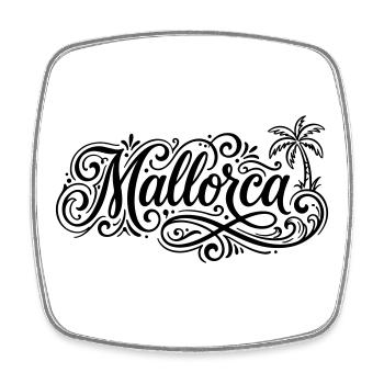 Mallorca Schrift Palmen - Viereckiger Kühlschrankmagnet - Weiß - Vorne