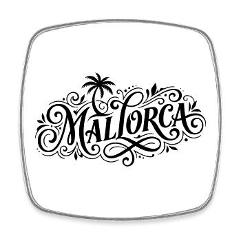 Mallorca Palmen Schriftzug - Viereckiger Kühlschrankmagnet - Weiß - Vorne