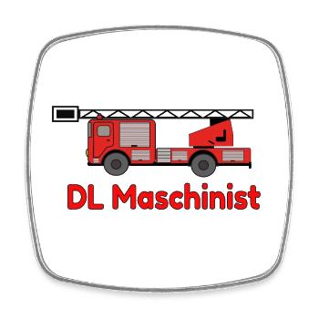 DL Machinist Fire Truck Turntable Ladder - Square fridge magnet - white - Front