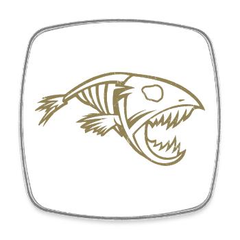 Poisson pêcheur à silhouette minimaliste de piranha - Magnet carré - blanc - Devant