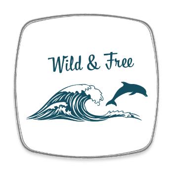 Wild & Free Ocean Wave Dolphin Surf Beach Vibes - Viereckiger Kühlschrankmagnet - Weiß - Vorne
