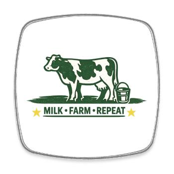 Für Bäuerin und Bauer. Kuh mit Milk-Farm-Repeat - Viereckiger Kühlschrankmagnet - Weiß - Vorne