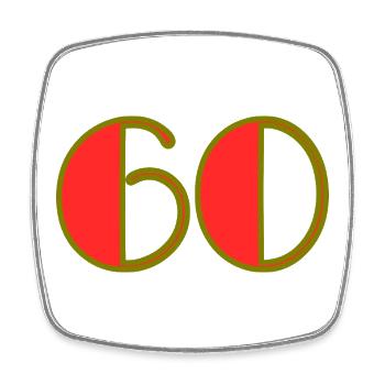 60. 60 JAHRE. 60-JÄHRIGES JUBILÄUM. 60. GEBURTSTAG. - Viereckiger Kühlschrankmagnet - Weiß - Vorne