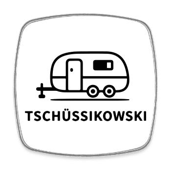 Tschüssikowski Camping Urlaub Wohnwagen Ferien - Viereckiger Kühlschrankmagnet - Weiß - Vorne