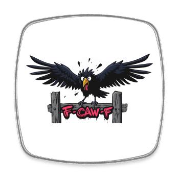 F-Caw-F Graffiti Rabenauftritt - Viereckiger Kühlschrankmagnet - Weiß - Vorne