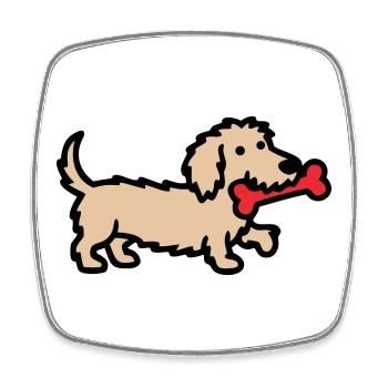 Dessin dessiné Terrier Doodle Bone - Magnet carré - blanc - Devant