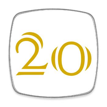 20. 20e ANNIVERSAIRE. ANNIVERSAIRE 20 ANS. 20 ANS. - Magnet carré - blanc - Devant