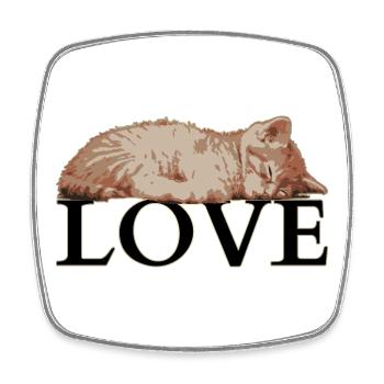 Sleeping Cat LOVE – Cozy Katzenliebe - Square fridge magnet - white - Front