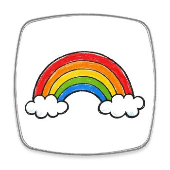 Handgezeichneter Regenbogen - Viereckiger Kühlschrankmagnet - Weiß - Vorne