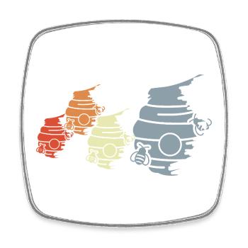 Dessin vintage en ruche - Magnet carré - blanc - Devant