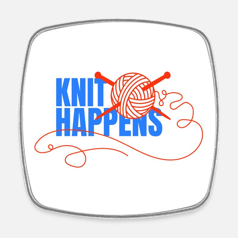 Logo Knit Happens Conception tricotée - Magnet carré - blanc