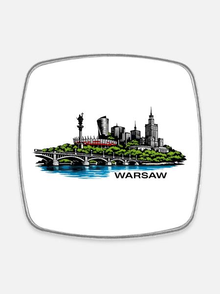 Warschau - Viereckiger Kühlschrankmagnet - Weiß
