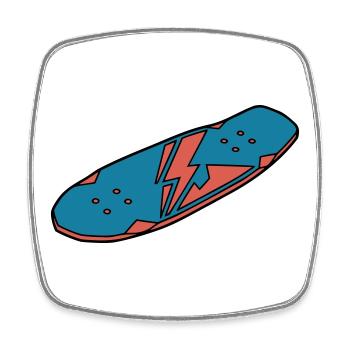 Skateboard Deck Urban Street - Magnet carré - blanc - Devant