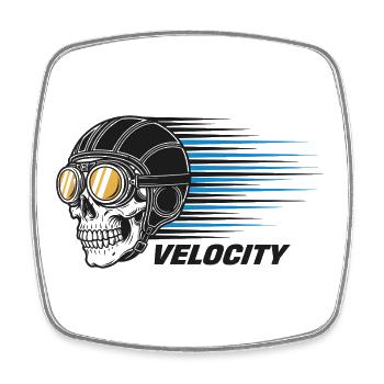Skull Bicycle VTT VTT Conception de VTT - Magnet carré - blanc - Devant