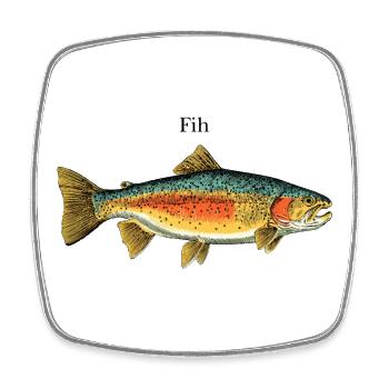 Vintage Fisch Angler Retro Fishing - Viereckiger Kühlschrankmagnet - Weiß - Vorne