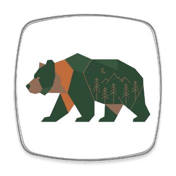 Geometric Forest Bear Moonlight - Square fridge magnet - white - Front