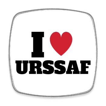 I Love URSSAF - Magnet carré - blanc - Devant