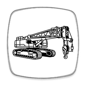 Machine à grue - Magnet carré - blanc - Devant
