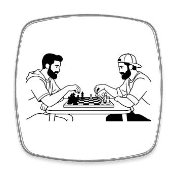 Schach - Viereckiger Kühlschrankmagnet - Weiß - Vorne