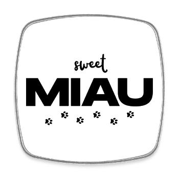 MIAU – Das süße Katzen Statement  - Viereckiger Kühlschrankmagnet - Weiß - Vorne