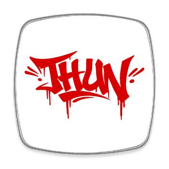 Thun Graffiti Tag rouge - Magnet carré - blanc - Devant