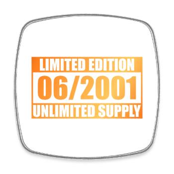 25e Édition Limitée Anniversaire - ꝏ Approvisionnement 06/2001 - Magnet carré - blanc - Devant