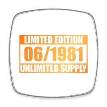 45. Geburtstag Limited Edition - ꝏ Supply 06/1981 - Viereckiger Kühlschrankmagnet - Weiß - Vorne