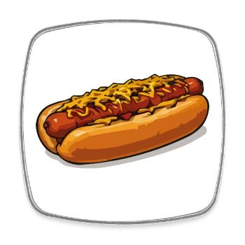 Käseüberzogenes Hotdog-Illustration - Viereckiger Kühlschrankmagnet - Weiß - Vorne