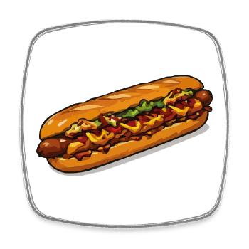 Cartoon Hot Dog Illustration - Square fridge magnet - white - Front