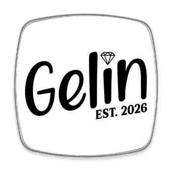 Mariage turc 2026 Gelin - Magnet carré - blanc - Devant