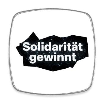 Solidarität gewinnt Spruch Statement T-Shirt - Viereckiger Kühlschrankmagnet - Weiß - Vorne