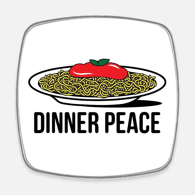 Pop Art spaghetti with tomato sauce  - Square fridge magnet - white