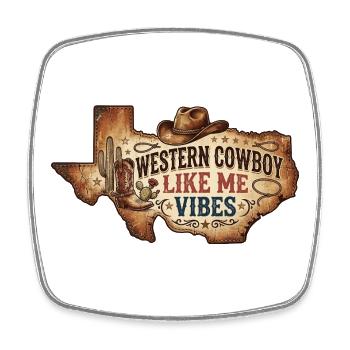 Ambiances de cowboy western comme moi - Magnet carré - blanc - Devant