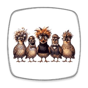 Cool Quail Gang | Funny poultry with glasses - Square fridge magnet - white - Front
