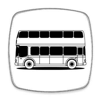 Double decker bus - Square fridge magnet - white - Front