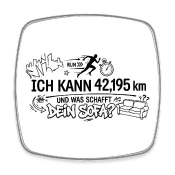 Ich kann 42,195km - Viereckiger Kühlschrankmagnet - Weiß - Vorne