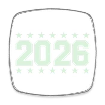 2026 Retro Block Font with Stars - Square fridge magnet - white - Front