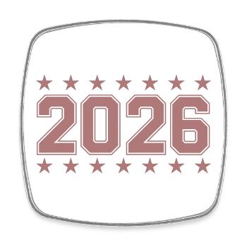 Insigne rétro année 2026 - Magnet carré - blanc - Devant