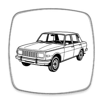 Wartburg 353 - Viereckiger Kühlschrankmagnet - Weiß - Vorne