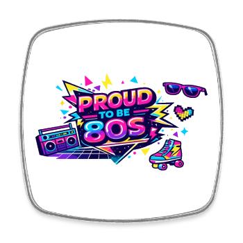 Proud to Be 8OS Neon Retro - Viereckiger Kühlschrankmagnet - Weiß - Vorne