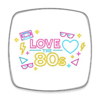 Neon 80s Love Design - Square fridge magnet - white - Front