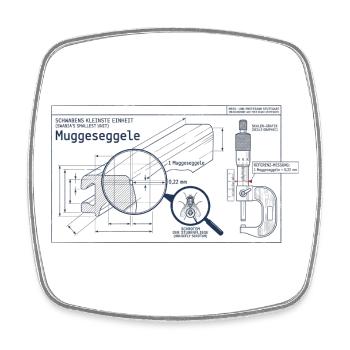 Muggeseggele - Schwäbiche Masseinheit - Stuttgart - Viereckiger Kühlschrankmagnet - Weiß - Vorne