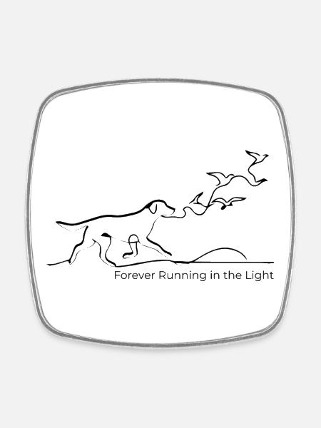 Free Soul Dog – Art minimaliste en une seule ligne - Magnet carré - blanc