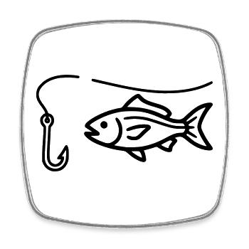 Club de pêche à l’hameçon - Magnet carré - blanc - Devant
