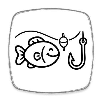 Club de pêche au poisson drôle de pêche - Magnet carré - blanc - Devant