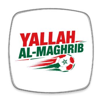 Yallah Al-Maghrib Foot Maroc - Magnet carré - blanc - Devant