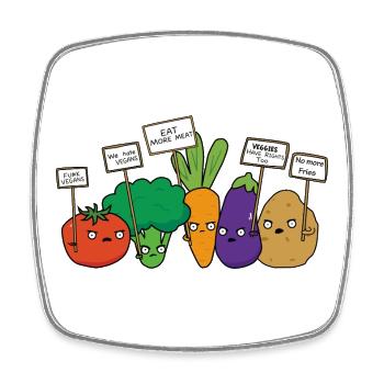 Veggie Anti-vegan Protest - Square fridge magnet - white - Front