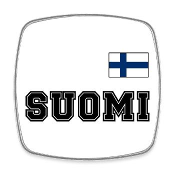 FINNLAND - SUOMI Trikot Look - Flagge auf Brust - Viereckiger Kühlschrankmagnet - Weiß - Vorne