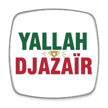Yallah Djazair Champion Algerien | Fußunterstützer - Viereckiger Kühlschrankmagnet - Weiß - Vorne
