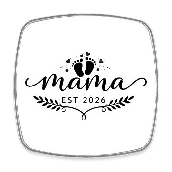 Mom Coeur et Étoiles | Cadeau Maman Minimaliste - Magnet carré - blanc - Devant